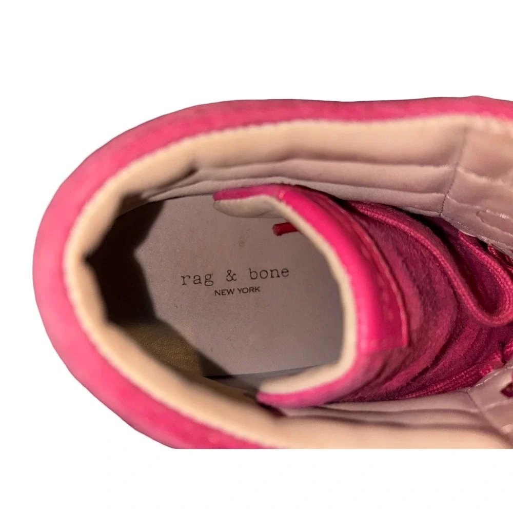 Rag & Bone Pink Suede High Top Sneakers Leather Trim Ankle Strap Shoes